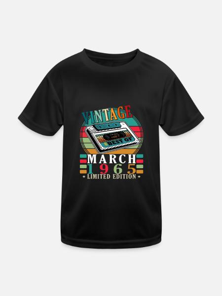Mars 1965 Anniversaire - Millésime Mars 1965 - T-shirt sport Enfant - noir - Devant