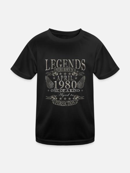 45th Birthday Original April Vintage 1980 - Kids Functional T-Shirt - black - Front
