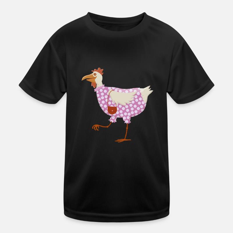 Huhn im Kleid - Kinder Funktions-T-Shirt - Schwarz