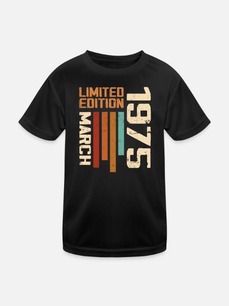März 1975 Jubiläum 1975 Retro 1975 März - Kinder Funktions-T-Shirt - Schwarz - Vorne