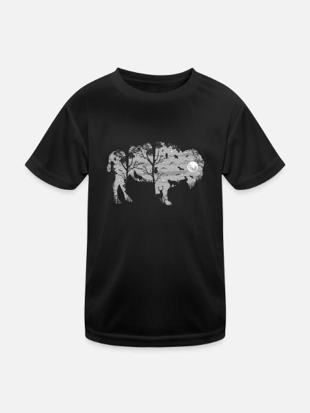 wild bison - Kinder Funktions-T-Shirt - Schwarz - Vorne