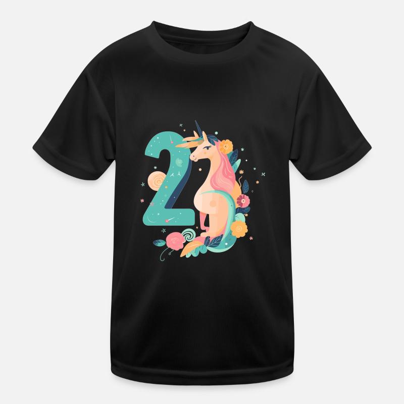 2.Geburtstag Einhorn Kinder Funktions-T-Shirt