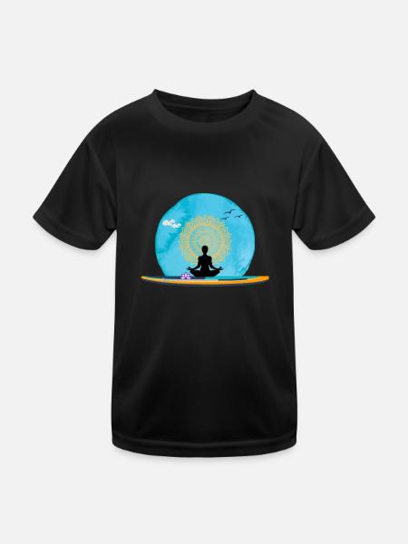Yoga Girl SUP in the ocean - Kids Functional T-Shirt - black