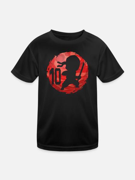 Ninja 10. Geburtstag Junge 10 Jahre alt Kinder - Kinder Funktions-T-Shirt - Schwarz - Vorne