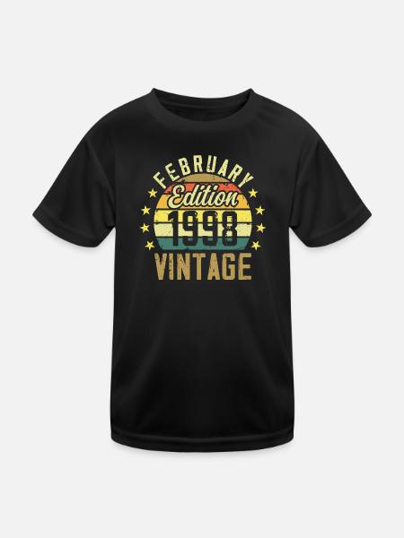 Birthday 26 years - Gift February 1998 - 26th - Kids Functional T-Shirt - black - Front
