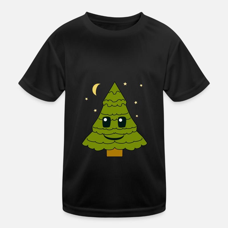fir tree, fir tree, starry sky, moon, night, forest Kids Functional T-Shirt