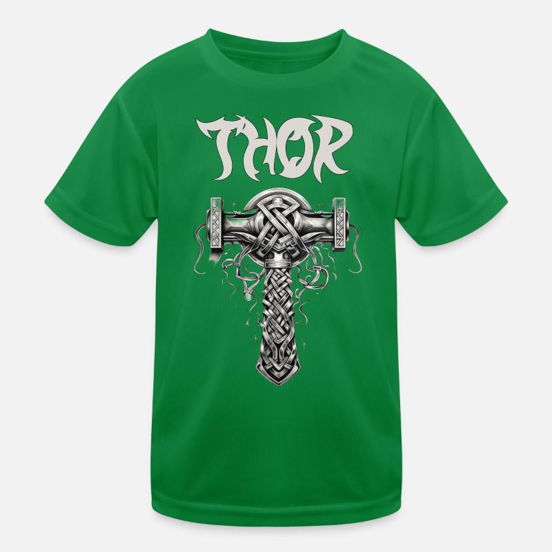Thor's Hammer Knot Pattern Norse Mythology Kids Functional T-Shirt
