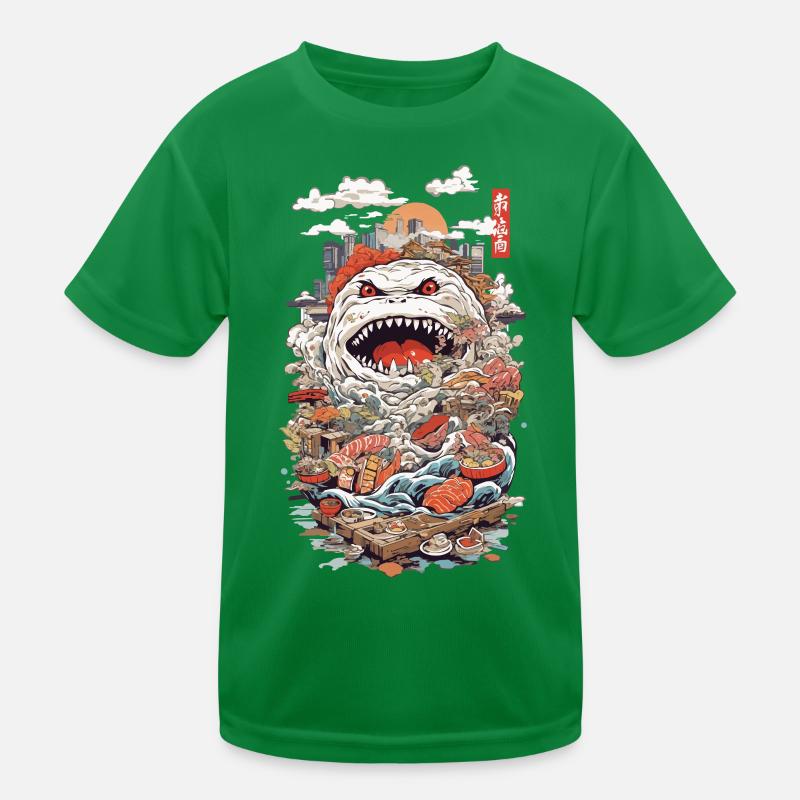 Retro Sushi Monster Japan's Culinary Wonder Kids Functional T-Shirt