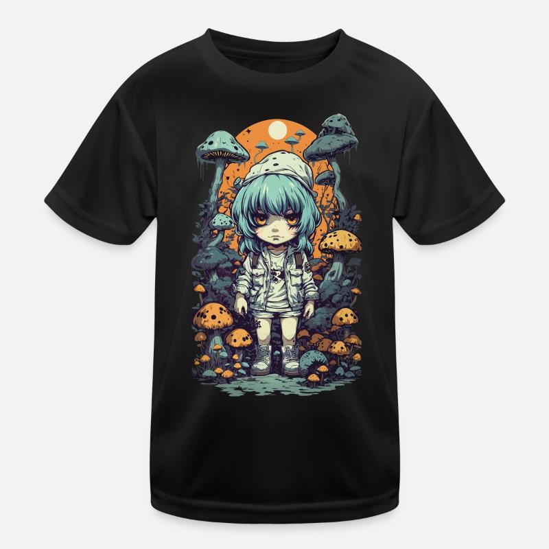 Anime Gothic Mushrooms Nature Magic Design Kids Functional T-Shirt