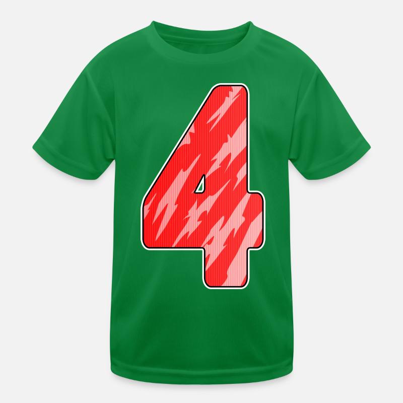 4 - Vier Zahl Nummer Muster Rot Kinder Funktions-T-Shirt