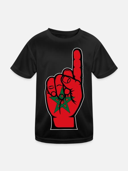 Marokko Flagge Nummer 1 - Kinder Funktions-T-Shirt - Schwarz