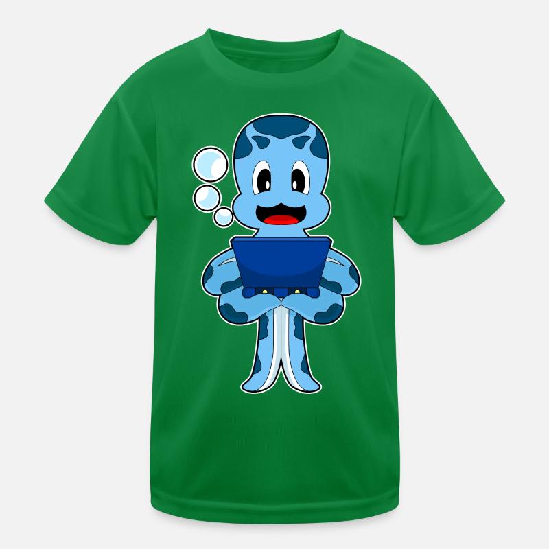 Krake Laptop Kinder Funktions-T-Shirt