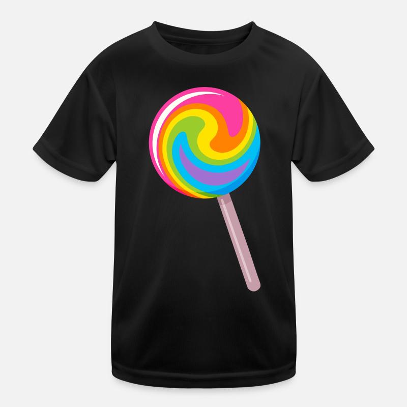 Colourful spiral lollipop in rainbow colours Kids Functional T-Shirt