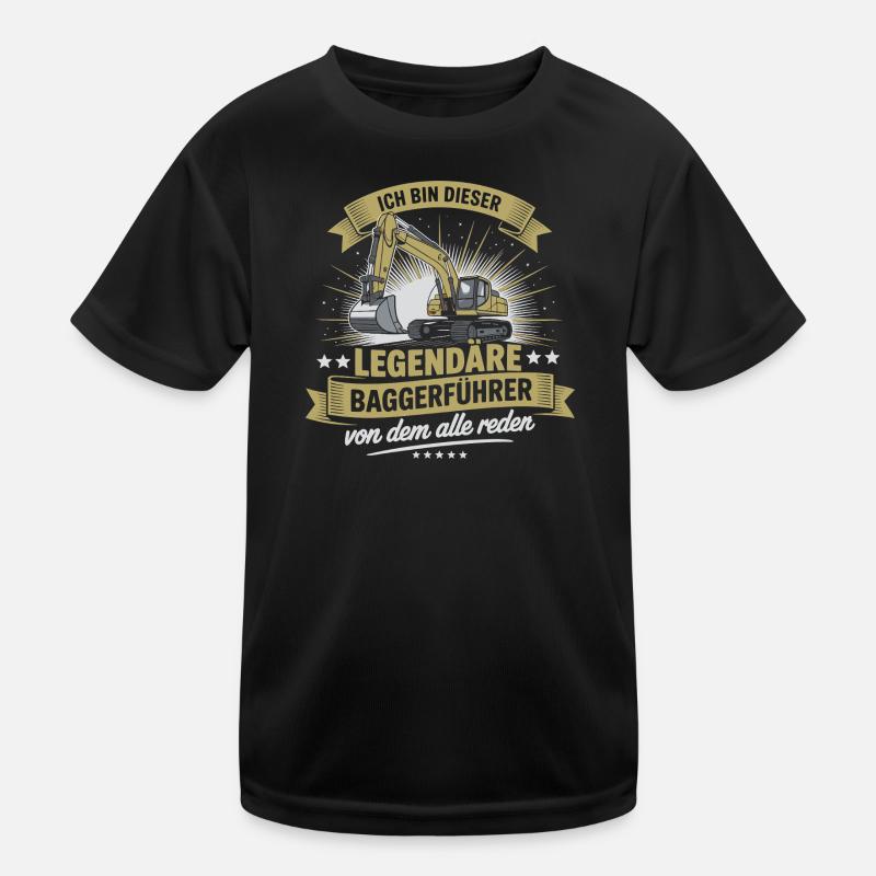 Baggerfuehrer Baggerfahrer - Kinder Funktions-T-Shirt - Schwarz