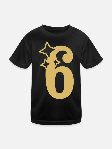 6 Years Anniversary 6th Birthday Starlet - Kids Functional T-Shirt - black - Front