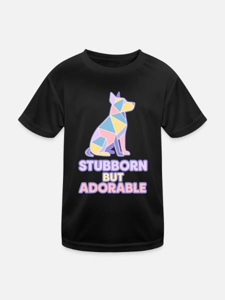 Stur, aber liebenswert – Pastellfarbener geometrischer Hund - Kinder Funktions-T-Shirt - Schwarz - Vorne
