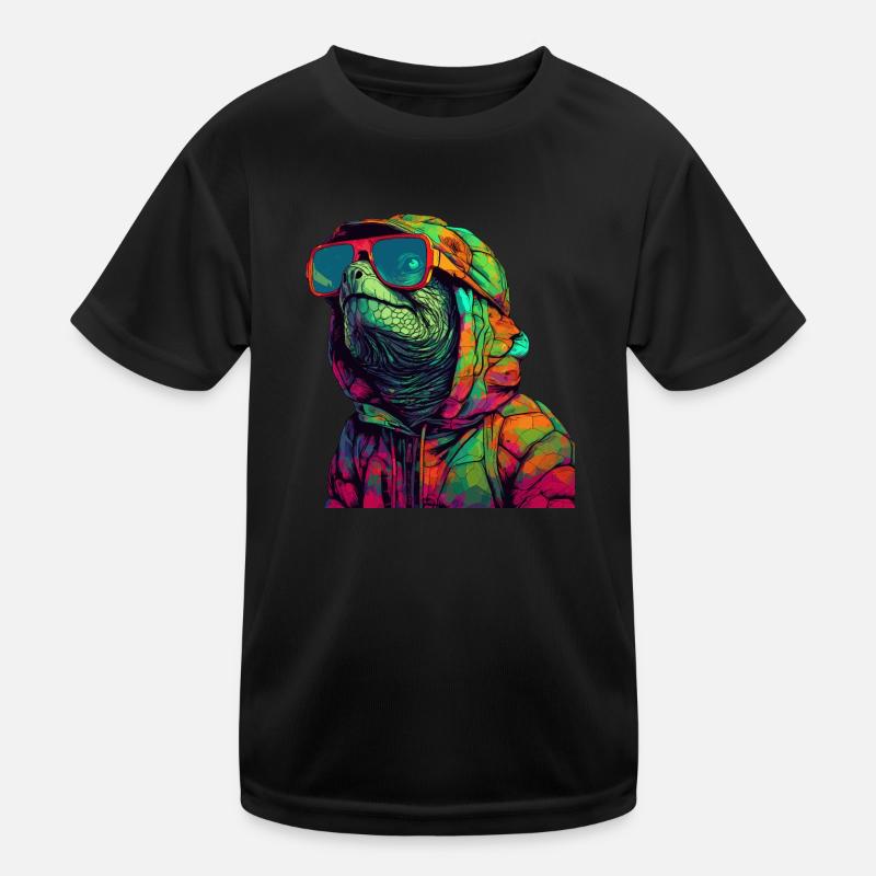 Turtle with sunglasses Cool turtles Kids Functional T-Shirt