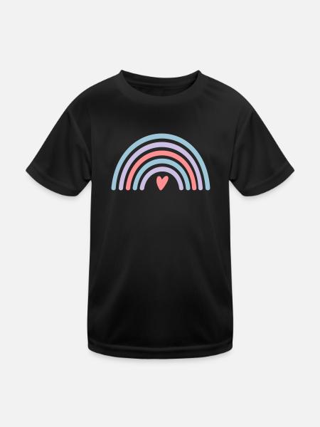 Rainbow with heart - Kids Functional T-Shirt - black - Front