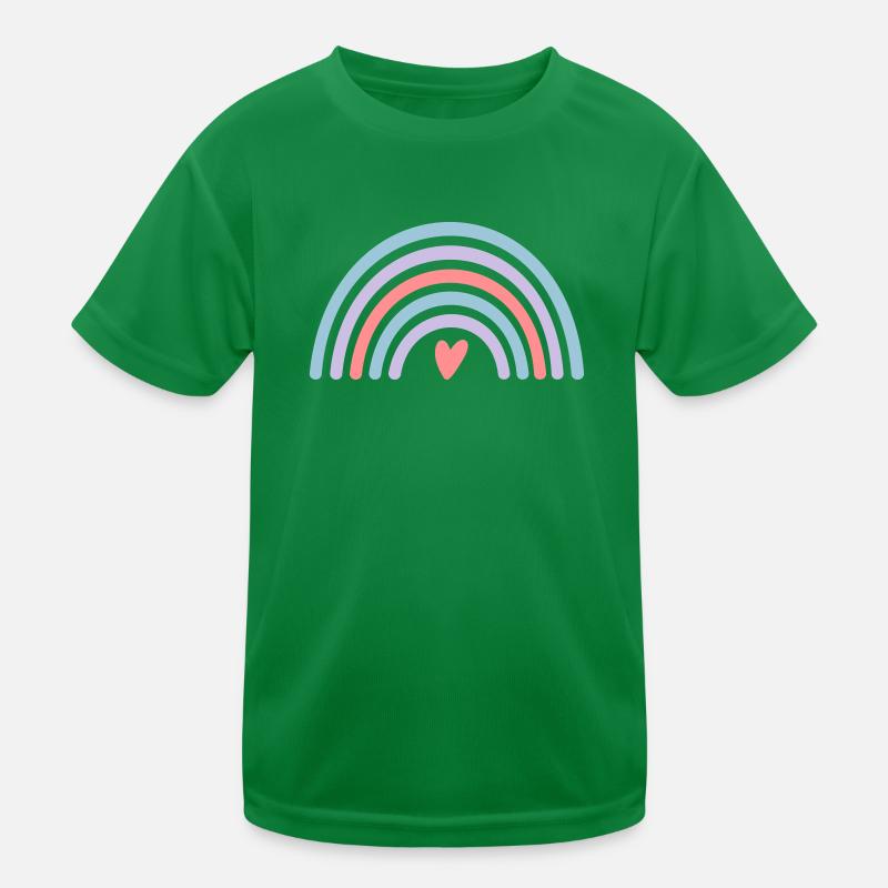 Regenbogen mit Herz Kinder Funktions-T-Shirt