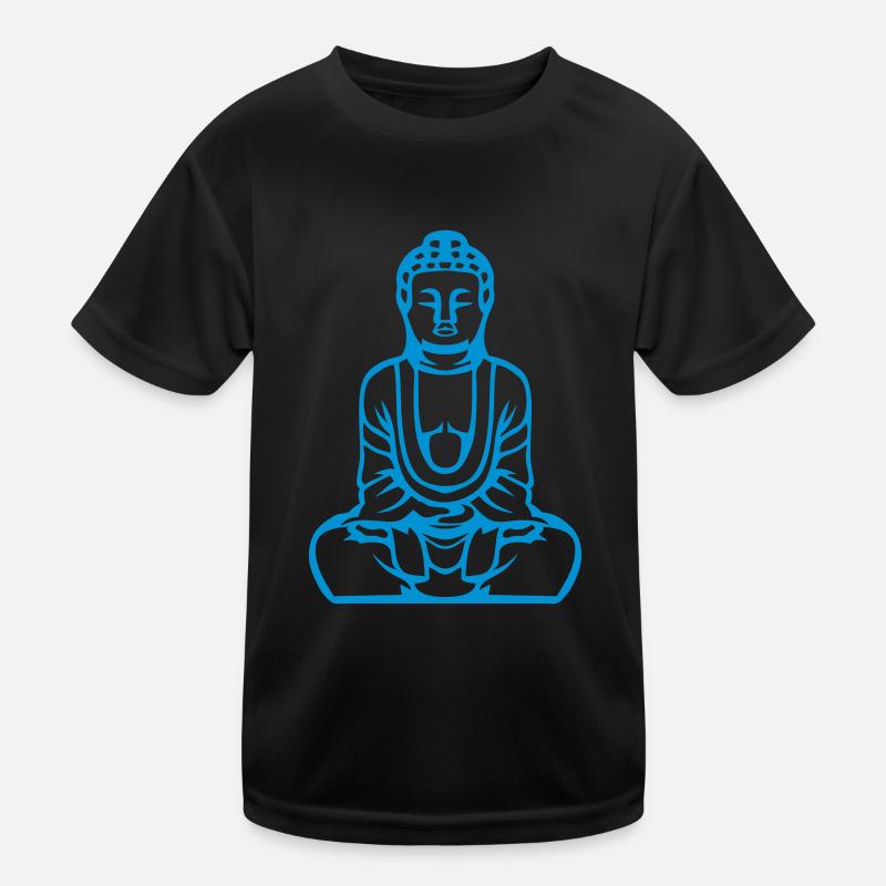 Buddha Budha Bouda - Kinder Funktions-T-Shirt - Schwarz