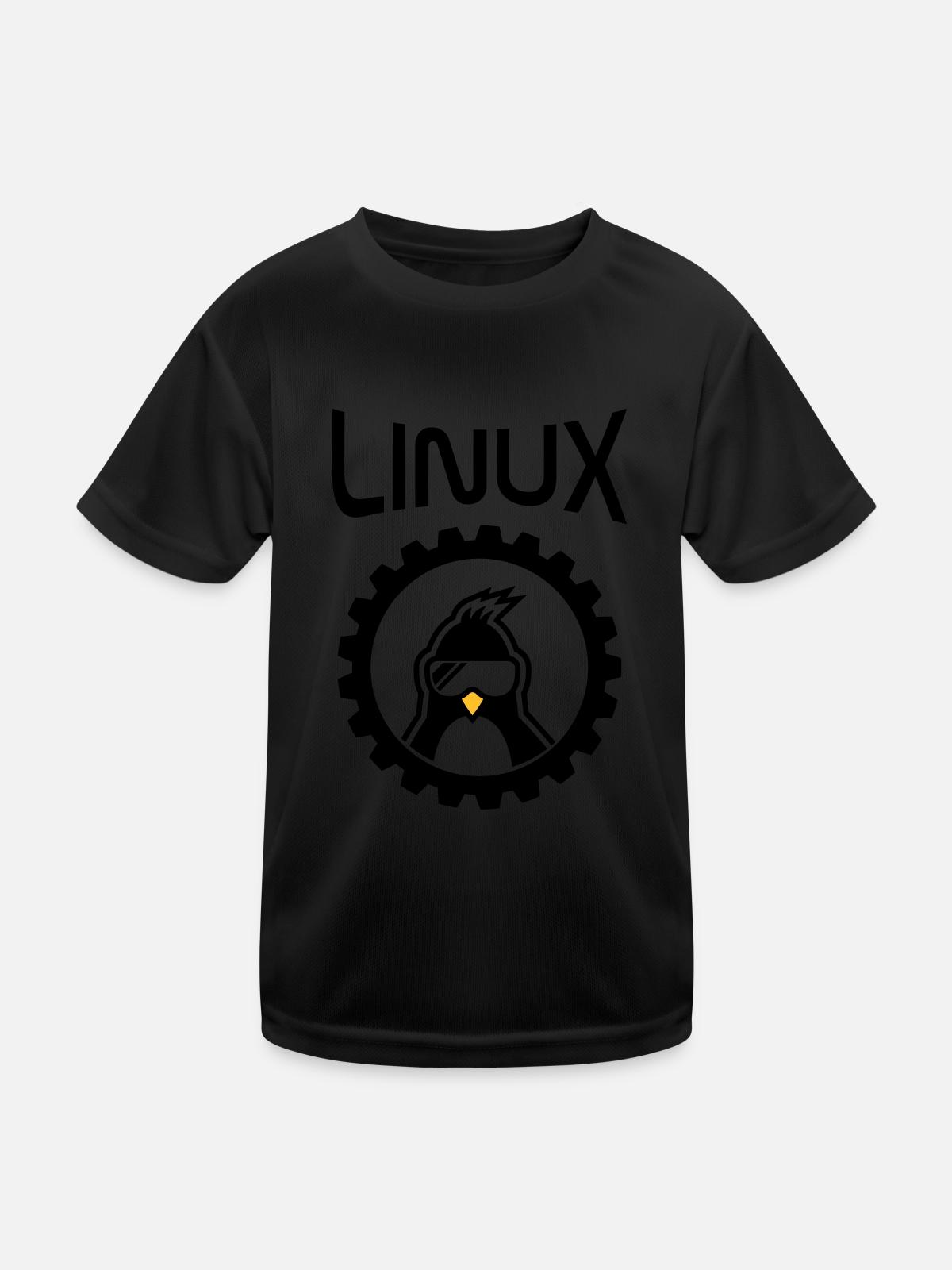 linux wheel - Kids Functional T-Shirt - black - Front