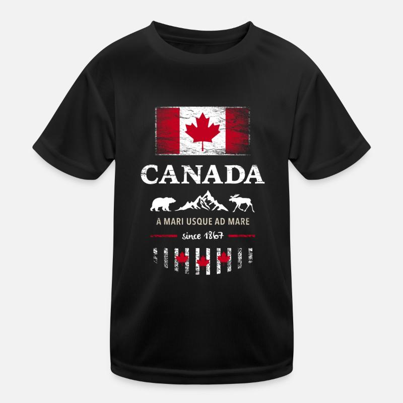 Canada Kanada Amerika maple leaf Flagge Fahne - Kinder Funktions-T-Shirt - Schwarz