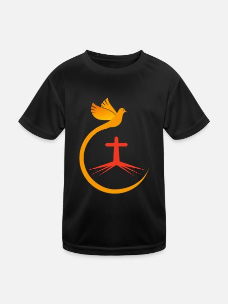Eglise catholique Bible foi Jésus Dieu chrétiens - T-shirt sport Enfant - noir - Devant