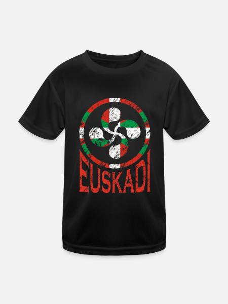 Flagge von Euskadi. Lauburu Baskenland. Ikurriña - Kinder Funktions-T-Shirt - Schwarz - Vorne