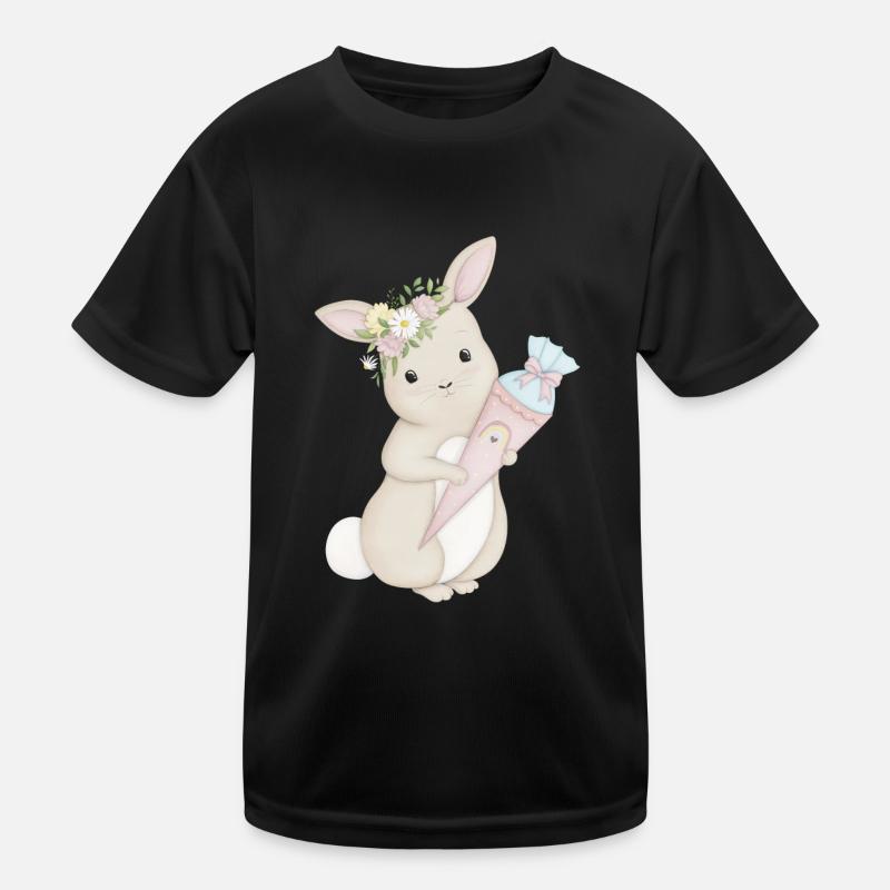 niedlicher Hase mit Schultüte Kinder Funktions-T-Shirt