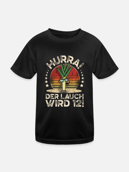 12. Geburtstag Hurra Der Lauch Wird 12 - Kinder Funktions-T-Shirt - Schwarz