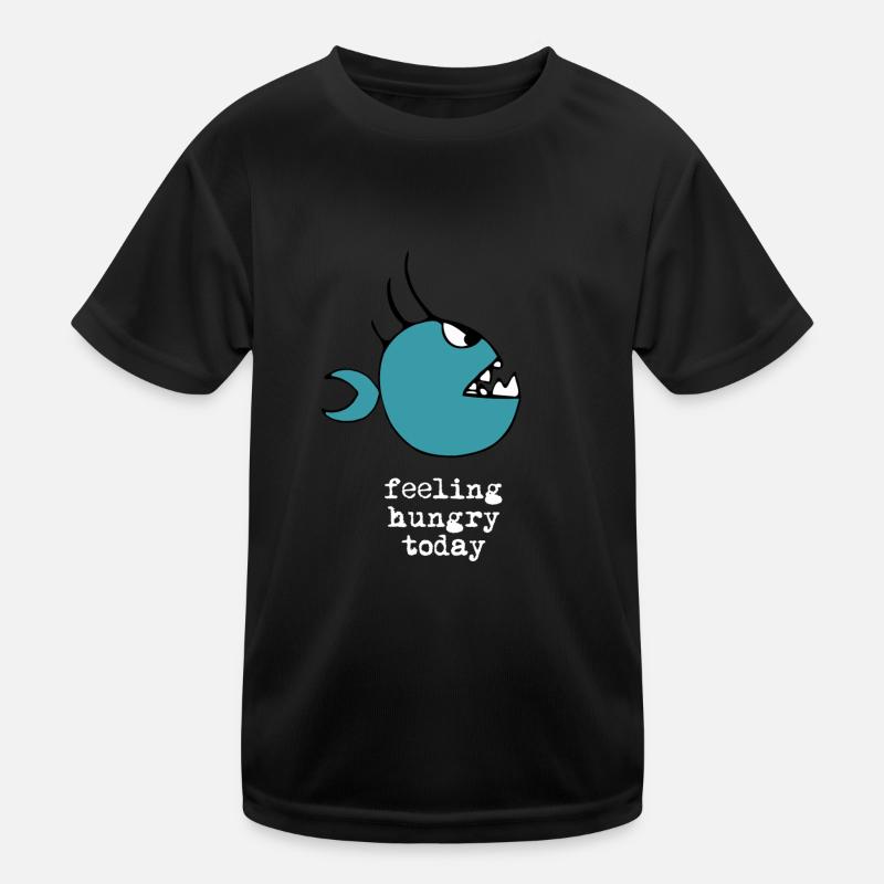 Hungrige Piranha Zeichnung weiß Kinder Funktions-T-Shirt