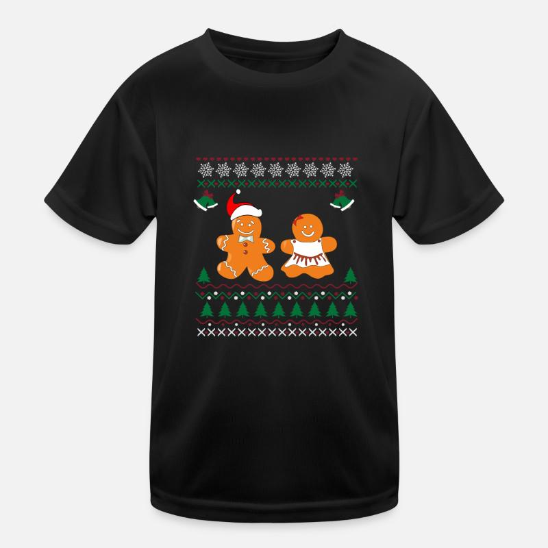 Gingerbread Ugly Christmas Weihnachten Geschenk - Kinder Funktions-T-Shirt - Schwarz