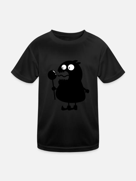 Monster - Kinder Funktions-T-Shirt - Schwarz - Vorne