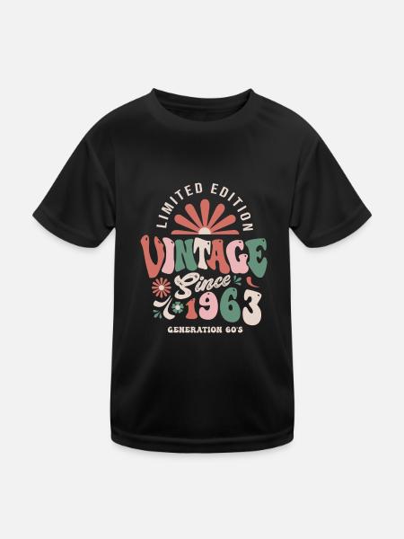 1963 Anniversary 60 Years vintage - Kids Functional T-Shirt - black - Front