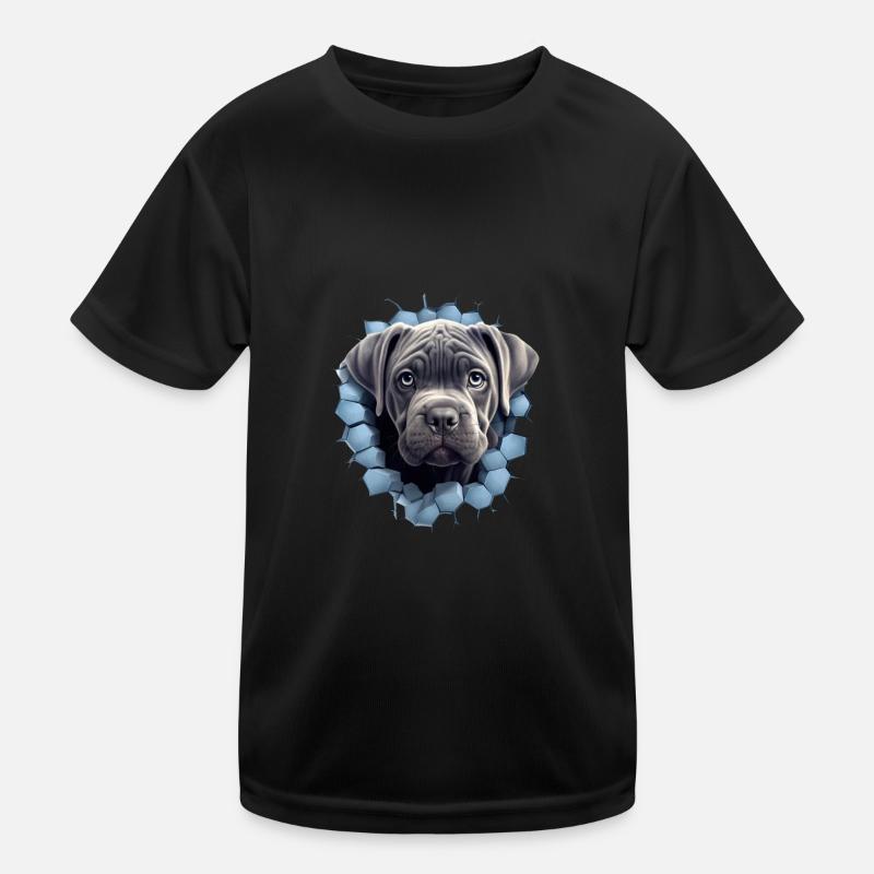 Cane Corso durch die Wand für einen Cane Corso - Kinder Funktions-T-Shirt - Schwarz
