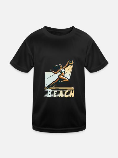 Beach Volleyball - Kinder Funktions-T-Shirt - Schwarz - Vorne