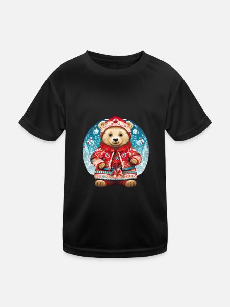 Russische Tradition Weihnachten - Kinder Funktions-T-Shirt - Schwarz - Vorne