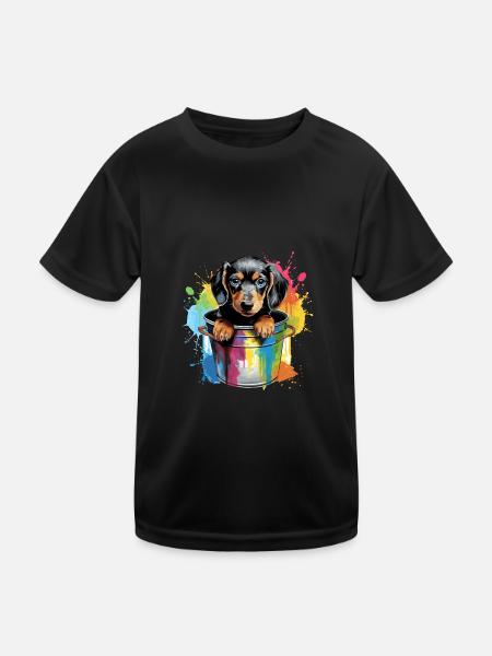Dackel Hund für einen Hundebesitzer Dackel - Kinder Funktions-T-Shirt - Schwarz