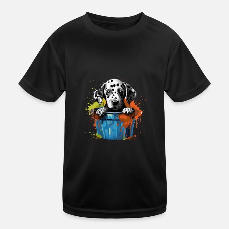 Dalmatiner Niedlicher Hund Farbeimer Kinder Funktions-T-Shirt