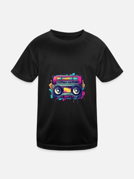 Retro Classic Cassette Tape für 80s Fans - Kinder Funktions-T-Shirt - Schwarz - Vorne