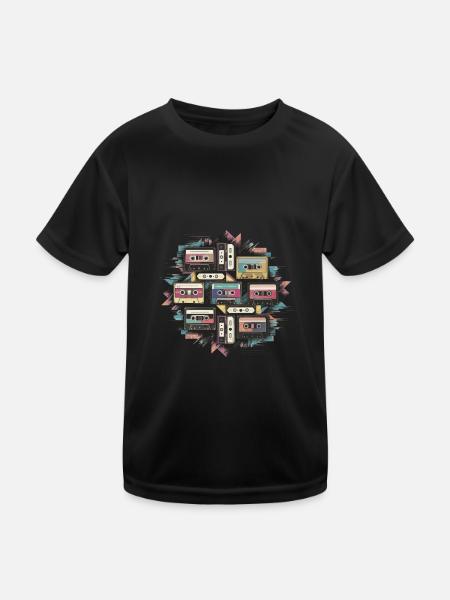 80s Retro Cassette Classic Cassette Tape für 80s - Kinder Funktions-T-Shirt - Schwarz - Vorne