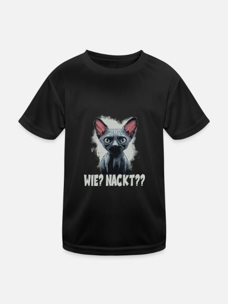 Wie Nackt Nacktkatze - Kinder Funktions-T-Shirt - Schwarz - Vorne