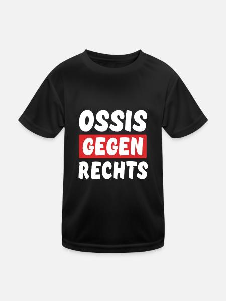 Ossis Gegen Rechts - Rechts Nein Danke - Kinder Funktions-T-Shirt - Schwarz - Vorne