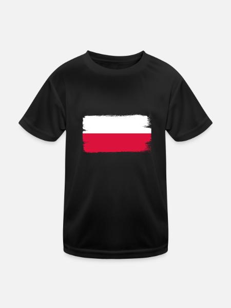 Pologne Drapeau utilisé Look Polska Drapeau polonais - T-shirt sport Enfant - noir - Devant