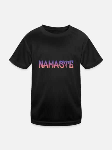 Namaste - Kinder Funktions-T-Shirt - Schwarz - Vorne