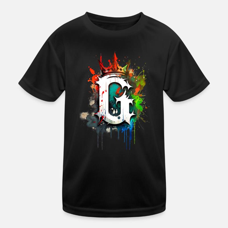 Buchstabe G als cooles Graffiti mit Krone 👑 Kinder Funktions-T-Shirt