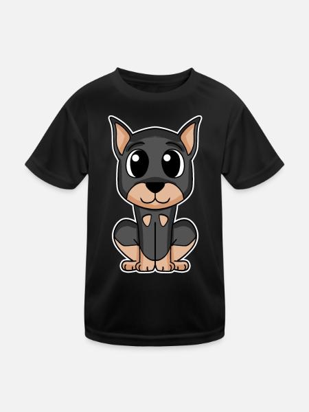 Dobermann Hund Hundebesitzer - Kinder Funktions-T-Shirt - Schwarz - Vorne