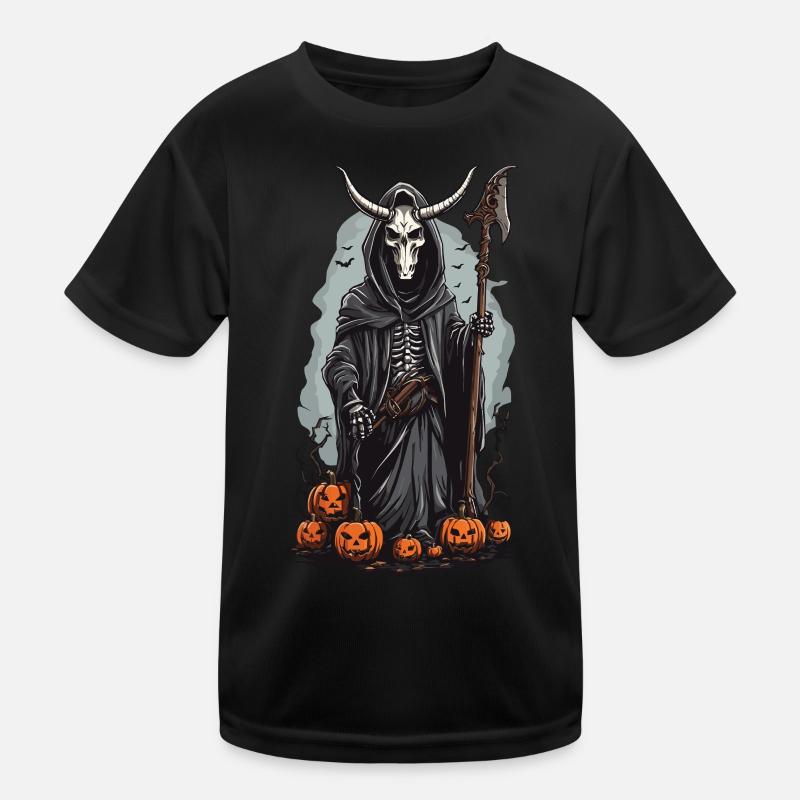 Sensenmann Halloween Dämonischer Druide Design Kinder Funktions-T-Shirt
