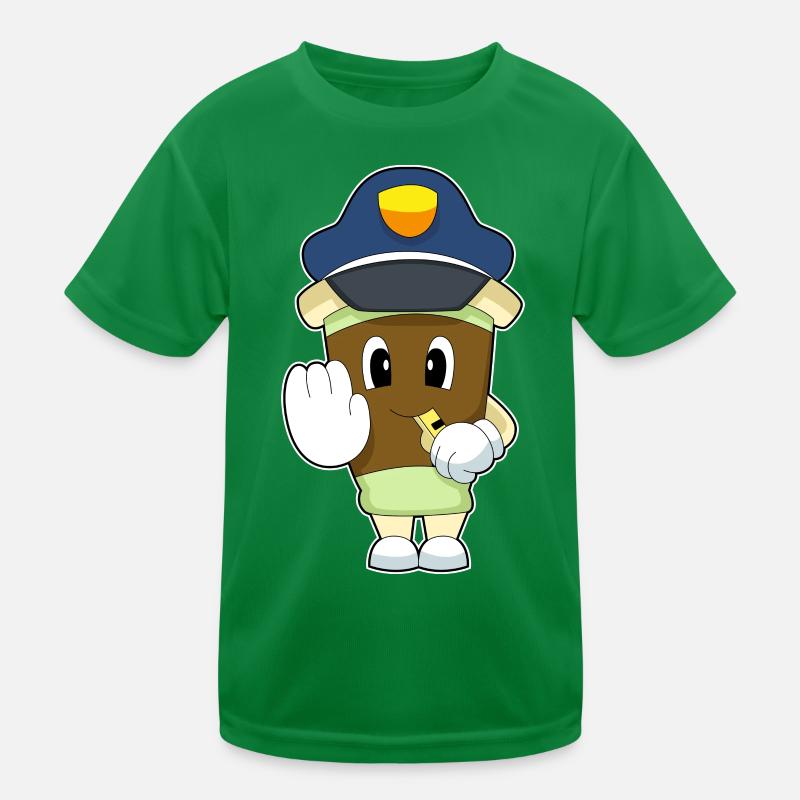 Kaffee Polizist Trillerpfeife Polizei Kinder Funktions-T-Shirt