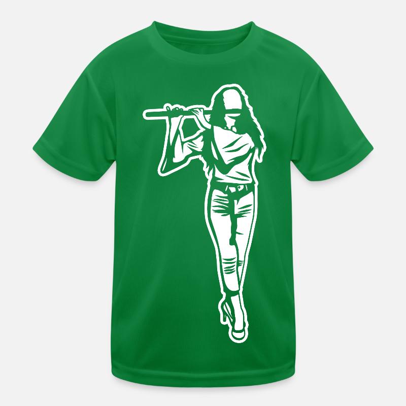 Flöte Mädchen Zeichnung Kinder Funktions-T-Shirt